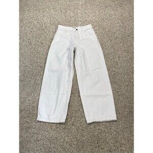 Zara Wide Straight Leg Crop High-Rise Crisp White Denim Minimalist Size 4
